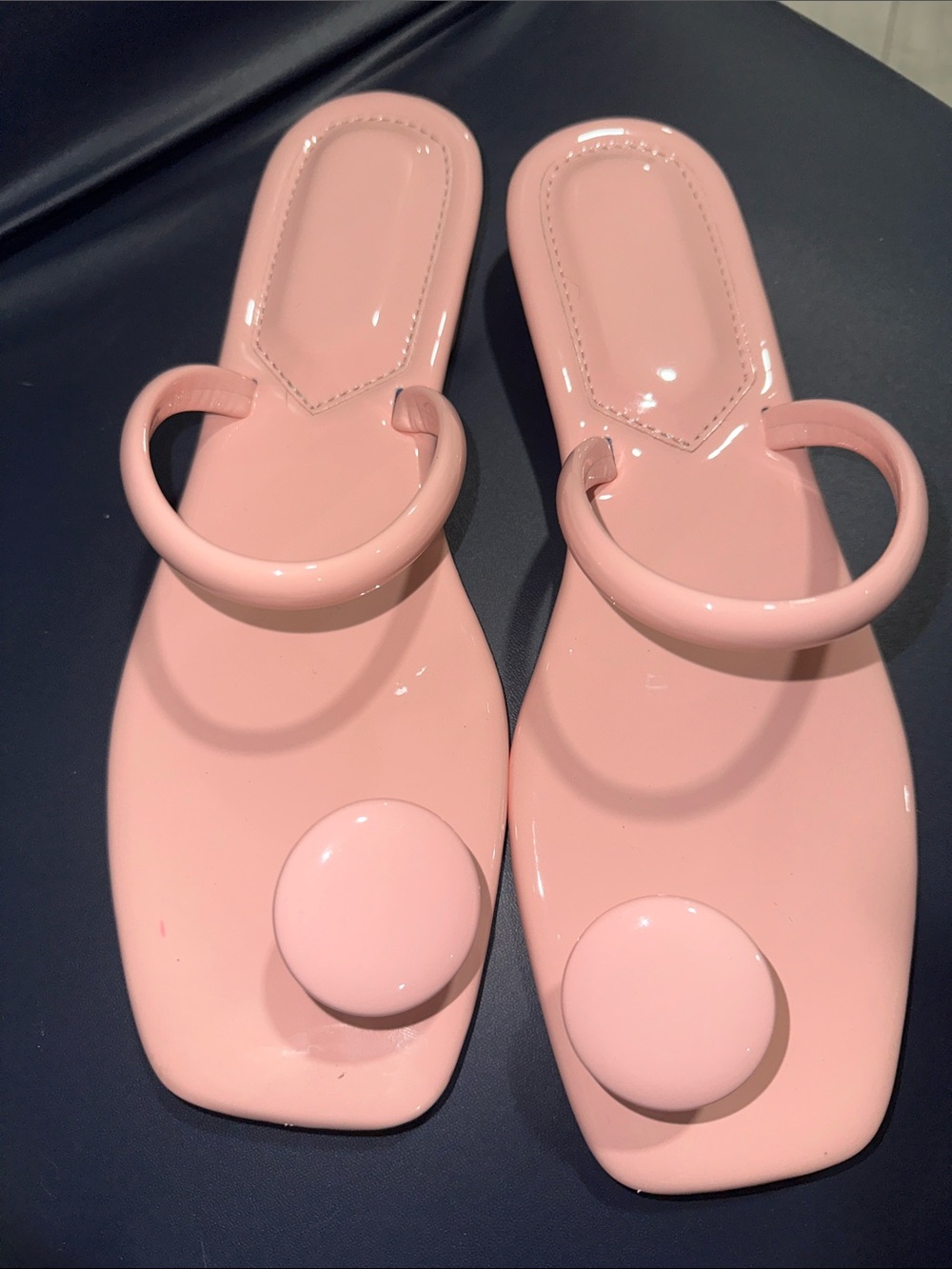 Women’s Pink Ring-Toe Slide Sandals